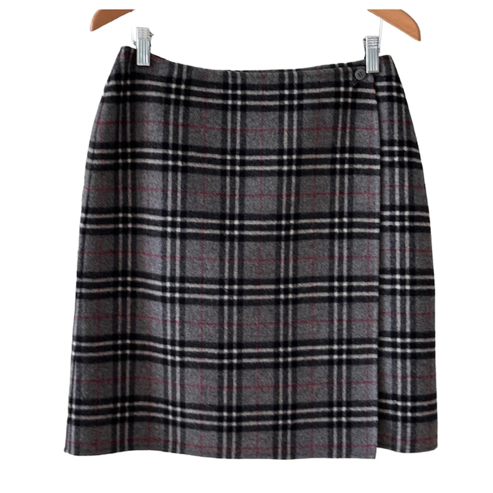 Plaid Skirt Wool Angora Blend Dark Academia Wrap A-Line by Alexandra Bartlett